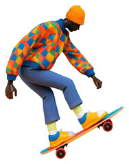 PNG Black man playing skateboard fashion art cap.