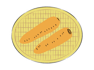 ザルに入ったにんじんのイラスト｜ベクター