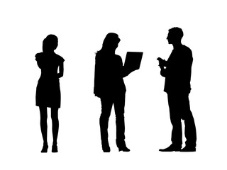 silhouettes of people working group of standing business people vector