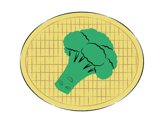 ザルに入ったブロッコリーのイラスト｜ベクター
