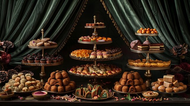 Luxurious Middle Eastern Dessert Spread with Sweet Treats & Pastries