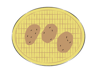 ザルに入ったジャガイモのイラスト｜ベクター
