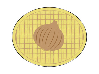 ザルに入った玉ねぎのイラスト｜ベクター