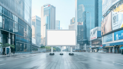 Blank billboard in urban setting for outdoor ads.