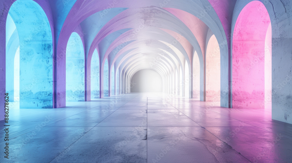 Aufkleber mesmerizing interplay of colors and shadows in a dimly lit space.