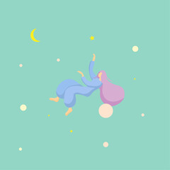 flying girl in space