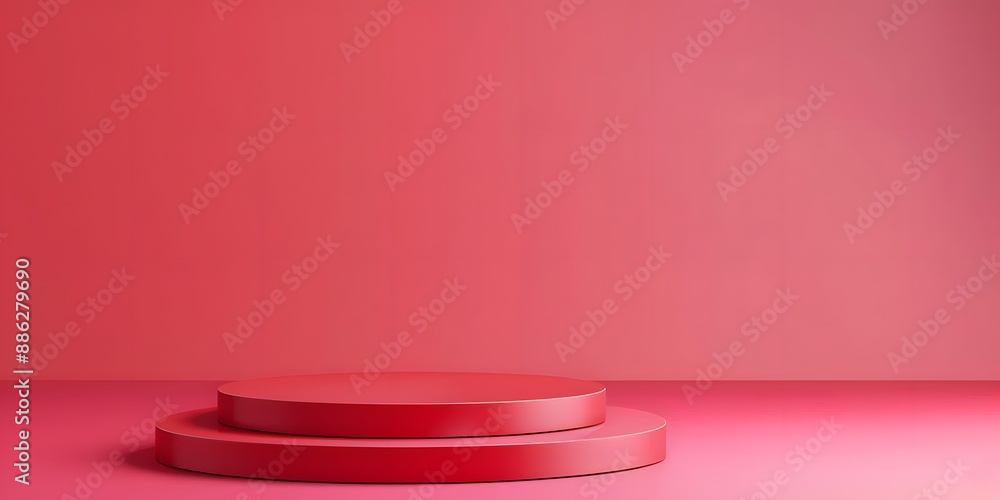 Sticker Minimalist Red Podium Pedestal for Product Presentation