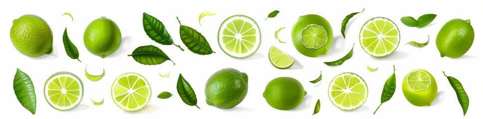 Clipart collection of lime zest, modern, isolated icons