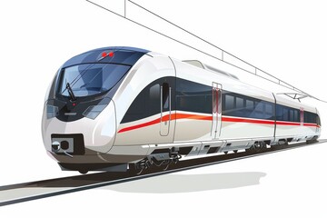 Fototapeta premium The train is in motion in this clipart illustration, isolated on white or transparent backgrounds