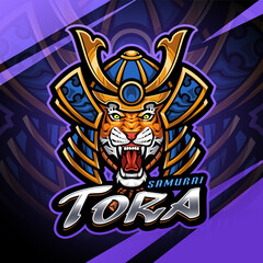 Samurai tora esport mascot logo design