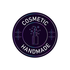 Hand made cosmetic logo. Graphic element for company brand, packaging, product. Outline symbol. Abstract sign with holographic effect. 