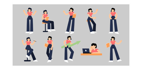 Business woman character  presenting illustration