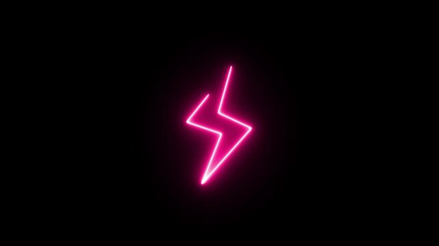 Energy lightning bolt logo neon style for electric power logo, wireless charging, ui, poster, t shirt. Thunder symbol.
