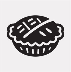 Pie icon silhouette vector on a white background