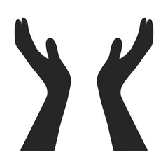 Cupped hands vector icon for apps and websites. Hope, care, idea, support, peace or protection concept  
