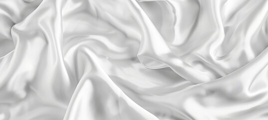 Obraz premium Elegant white satin silk with waves. Shiny luxurious fabric texture, background, close-up.