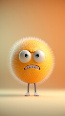 Obraz premium Angry Face: A face with a furrowed brow, narrowed eyes, a clenched jaw, and a frown, expressing anger or frustration. Create a high-resolution 3D icon emoji of an angry face. 