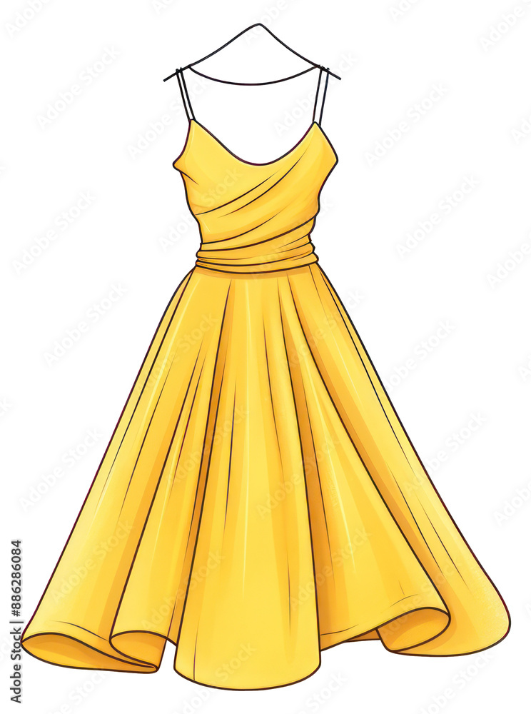 Poster png yellow dress fashion gown white background.