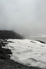 A snowy slope of Etna, Sicily, Italy