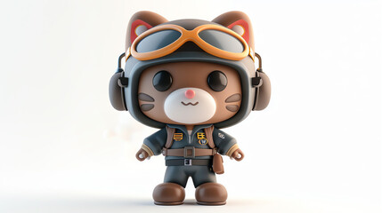 Cute cartoon hamster pilot wearing goggles and leather jacket