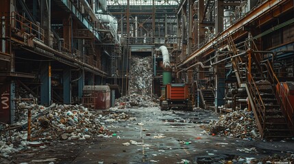 95. Surreal digital recycling plant transforming raw data into refined marketing strategies