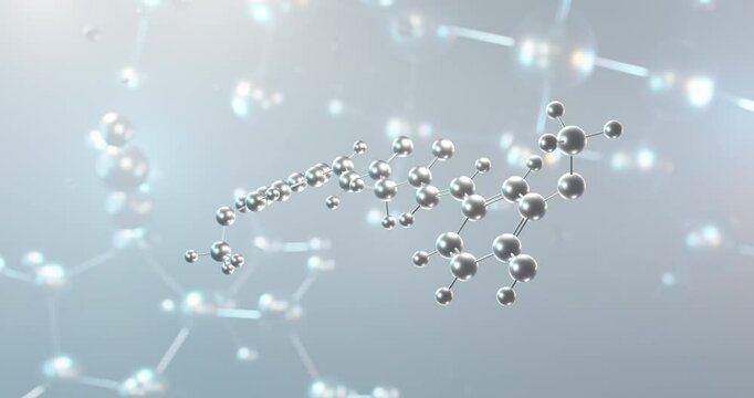 Curcumin rotating 3d molecule, molecular structure of e100, seamless video
