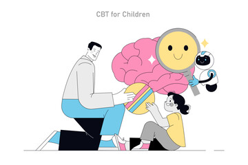 Cognitive Behavioral Therapy. Flat Vector Illustration