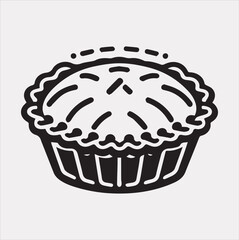 Pie icon silhouette vector on a white background