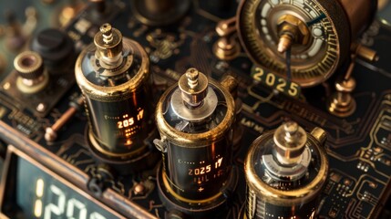 Abstract Innovative Steampunk Gear Electronic Components Forming Alphanumeric Characters, AI-Generated, 4K High-Resolution Wallpaper