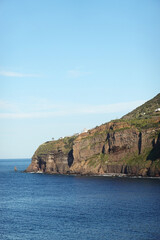 Panorama of mountains at Volcano island, volcanic landscape, the Aeolian islands, Sicily, Italy	