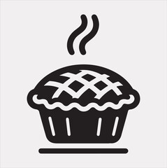 Pie icon silhouette vector on a white background