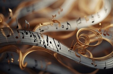 Obraz premium An abstract depiction of a musical concept where musical staves are transformed into waves symbolizing sound.
