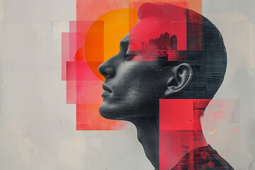 Generative AI technology cut-out graphical retro collage with vivid vintage elements paper art design