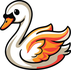 Fototapeta premium A charming vector art illustration of a cartoon Swan bird isolated on white background.