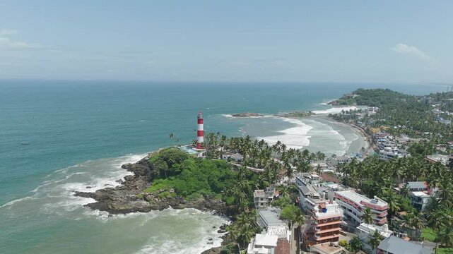 Aerial view of kovalam lighthouse thiruvananthapuram kerala