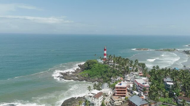 Aerial view of kovalam lighthouse thiruvananthapuram kerala