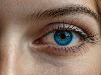 Fototapeta premium Close-up of a female blue-eye, Captivating Detail