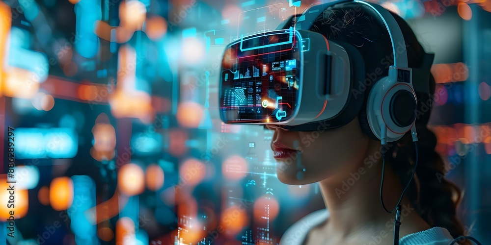 Poster navigating digital transformation and innovation with modern interfaces in the metaverse. concept di