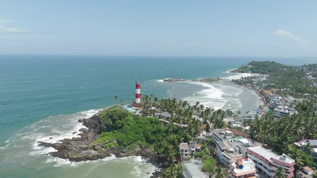 Aerial view of kovalam lighthouse thiruvananthapuram kerala