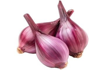 Fresh organic red shallots isolated on white background, ideal for healthy cooking and culinary use.