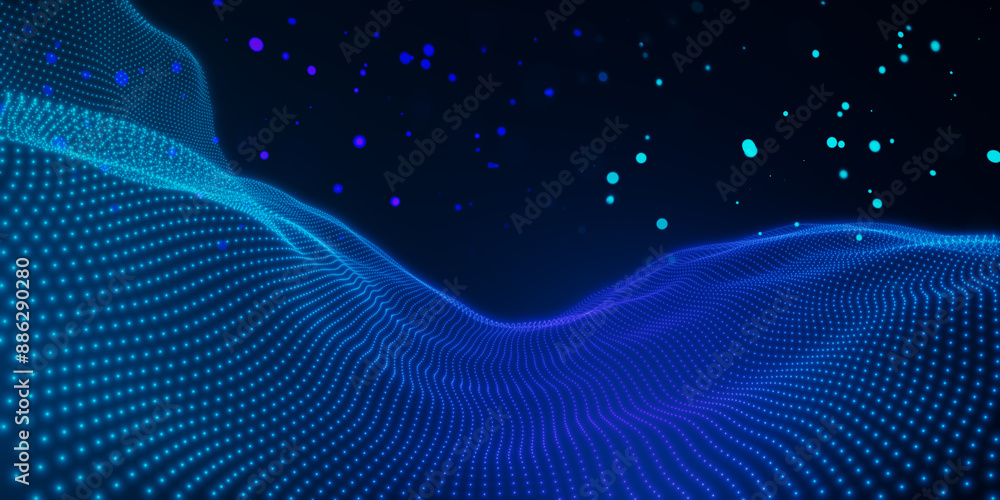 Aufkleber abstract digital blue background. technology, innovation and landing page concept. 3d rendering.