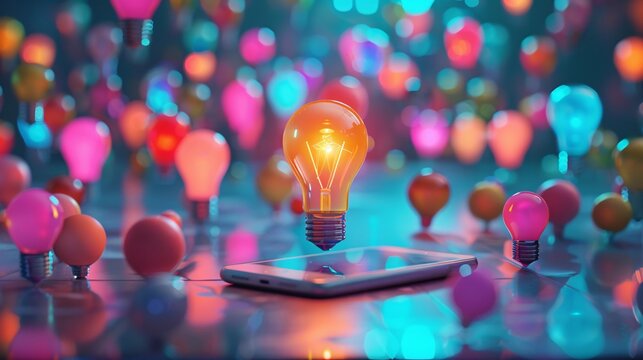 24. Creative lighting emphasizing mobile marketing strategies on various devices