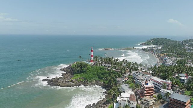 Aerial view of kovalam lighthouse thiruvananthapuram kerala