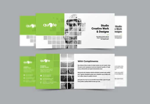 Business Compliment Card With Green Rectangle Boxs