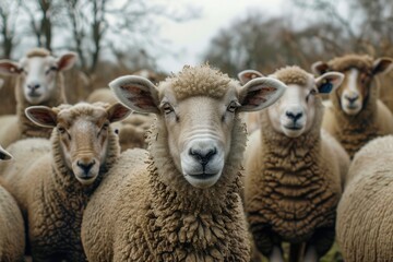 Fototapeta premium Close-Up of Sheep in a Field