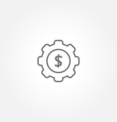 Dollar gear icons. Black and white. Vector finance symbols. Economic concept.