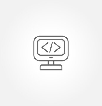 Vector DevOps icons. Editable stroke. Software development and IT operations set symbols. Test release monitor operate deploy plan code build