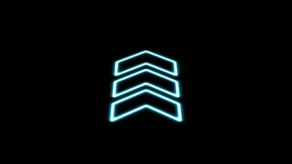 Glowing directional arrow neon sign on black background. abstract glowing neon arrow illustration background.