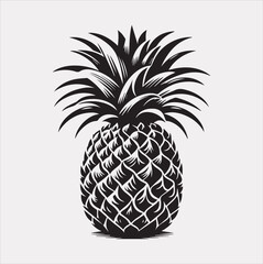 Obraz premium pineapple vector silhouette on a white background