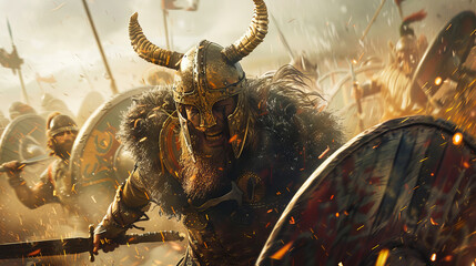 Viking warrior in an epic battle